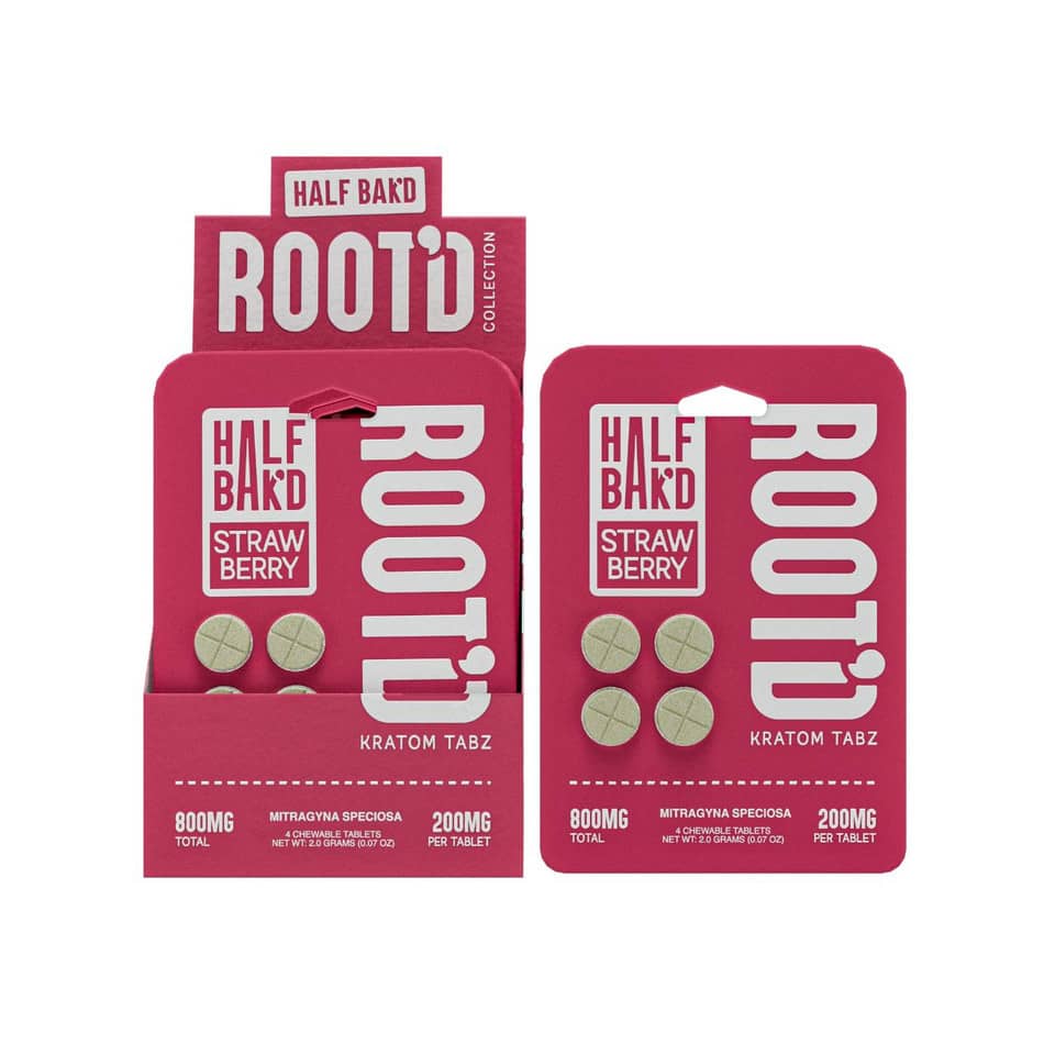 Strawberry - Half Bak'd Root'd Kratom 800mg
