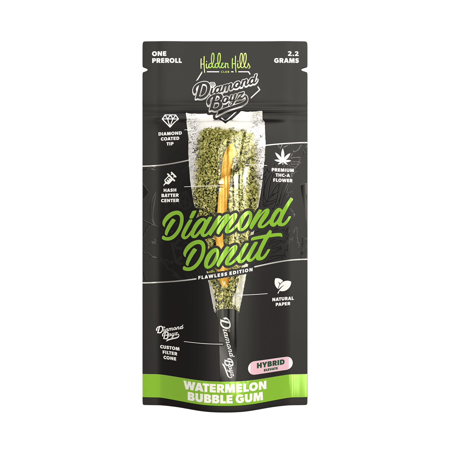 Watermelon Bubble Gum - Hidden Hills Diamond Donut Pre - Rolls 2.2G - Hidden Hills