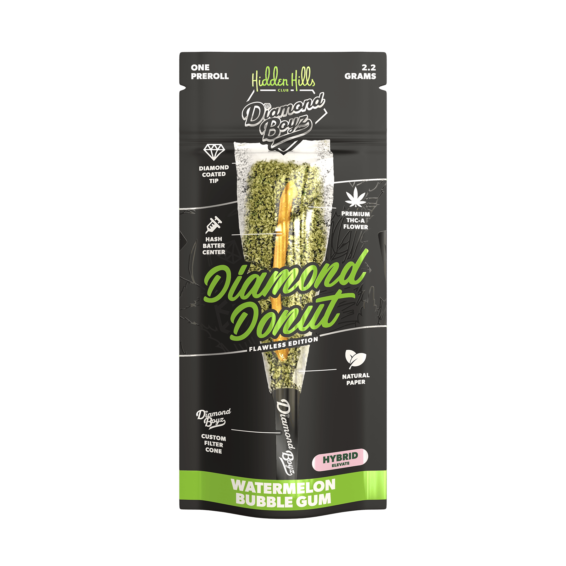 Watermelon Bubble Gum - Hidden Hills Diamond Donut Pre - Rolls 2.2G - Hidden Hills