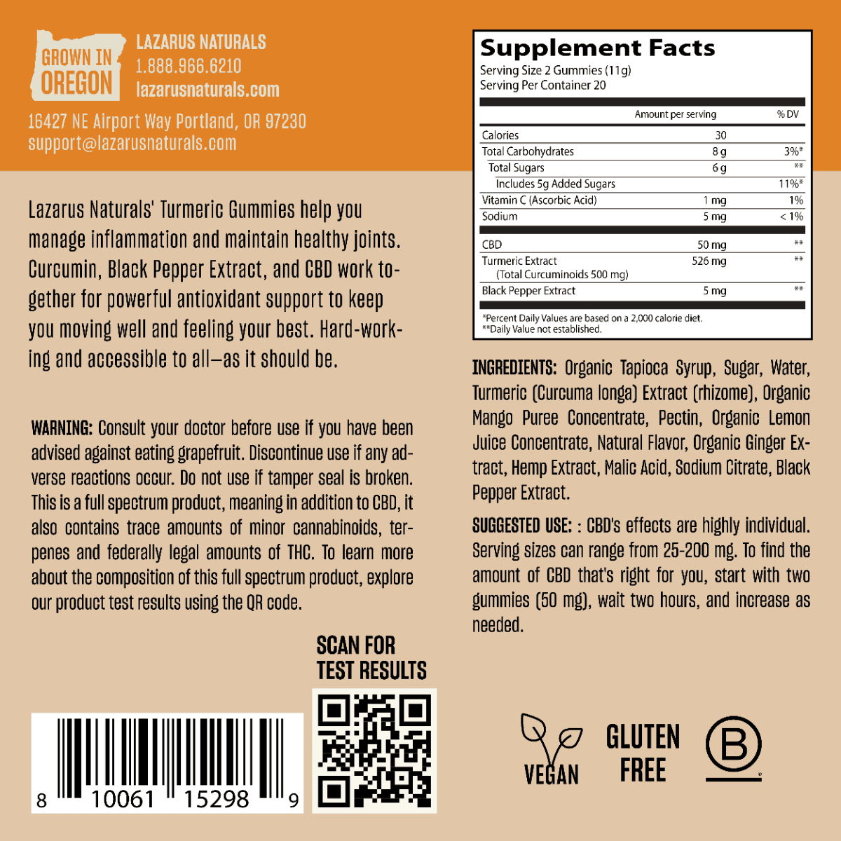 CBD Gummies Turmeric 40CT - Lazarus Naturals - Lazarus Naturals