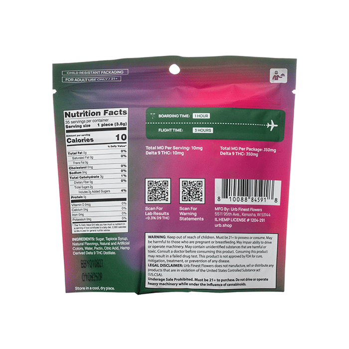 Sour Blueberry - Urb Getaway Jamaica D9 Gummies 350MG - Urb