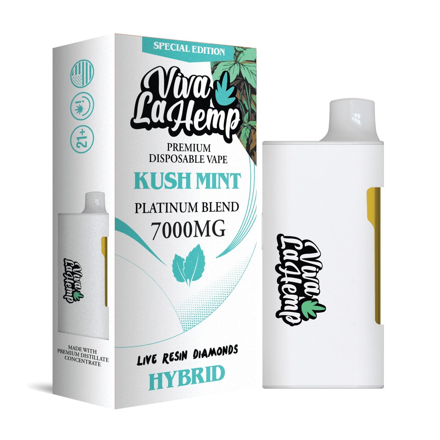 Kush Mint - Viva La Hemp Platinum Blend Disposable 7G -Viva La Hemp
