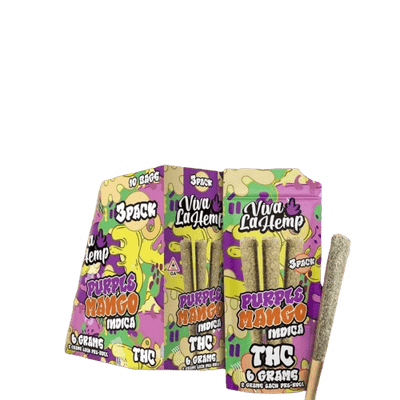 Purple Mango - Viva La Hemp THC Pre - Rolls 3 Pack - Viva La Hemp