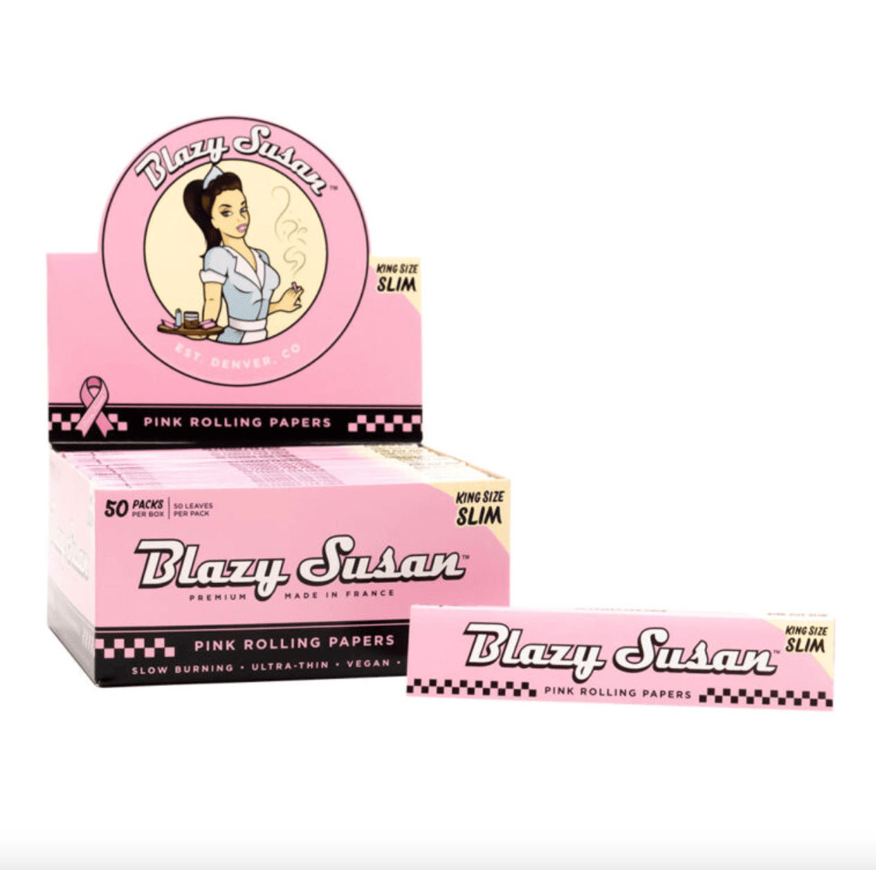 Blazy Susan Pink Rolling Papers King Size | Box - Blazy Susan - DC LLC