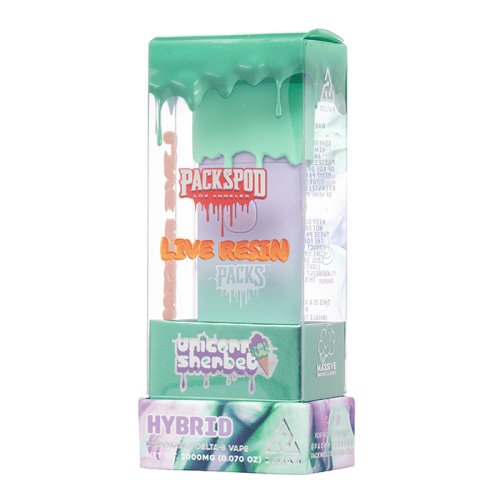 Unicorn Sherbet - Packspod Delta-8 Live Resin Disposable Vape -Packswoods