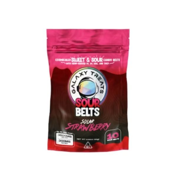 Solar Strawberry - Galaxy Treats Sour Belts Gummies 3000MG - Galaxy Treats