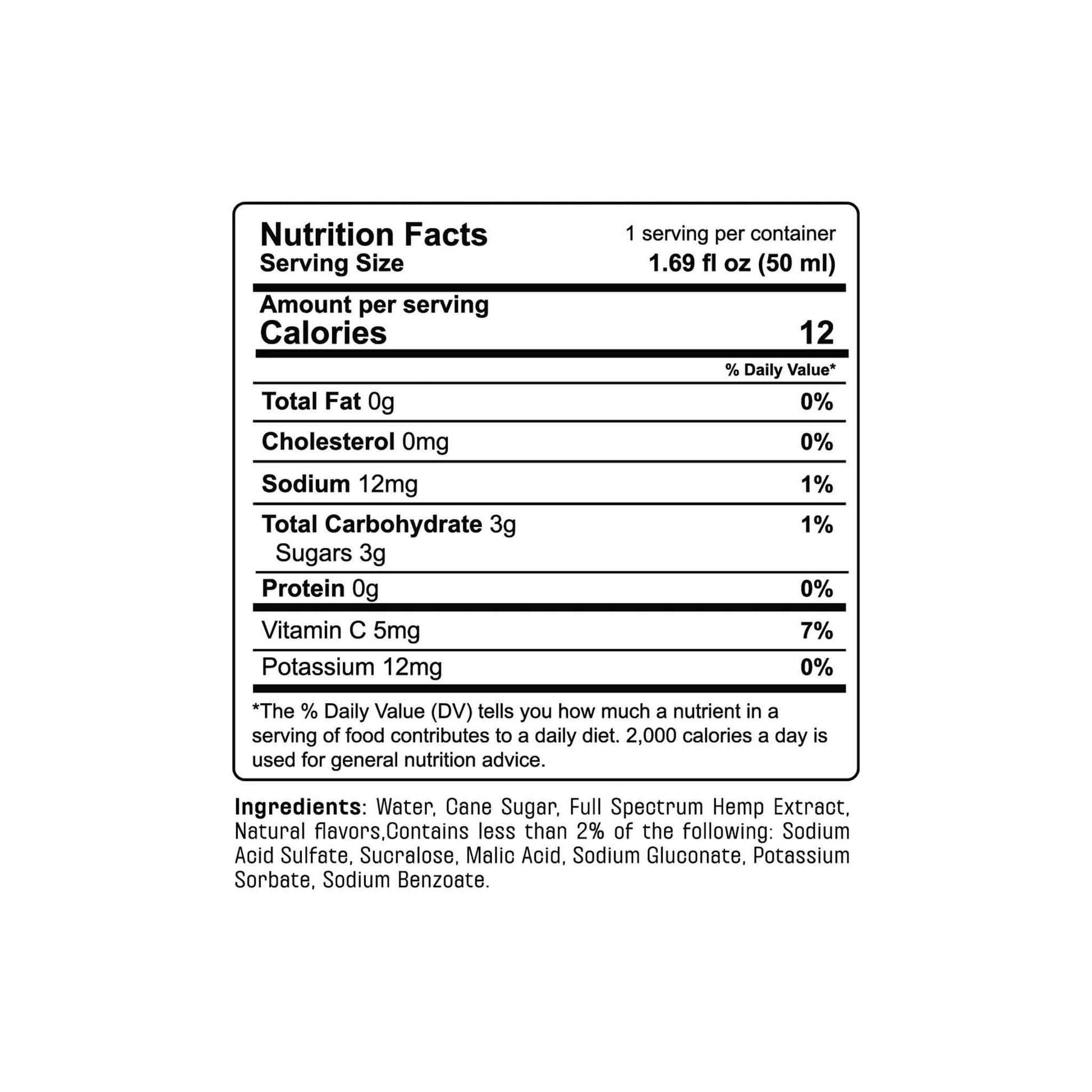 IGETHI THC Shot Drink 2MG Nutrition Fact