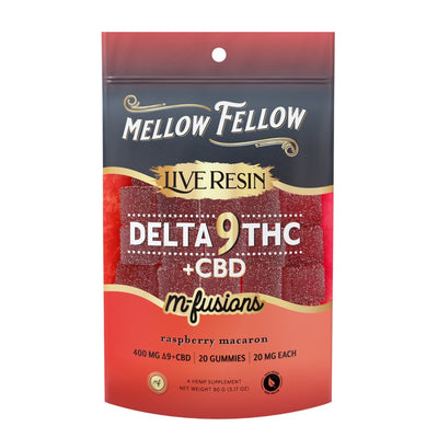 Raspberry Macaron - Mellow Fellow Delta - 9 Live Resin Gummy 400MG - Mellow Fellow