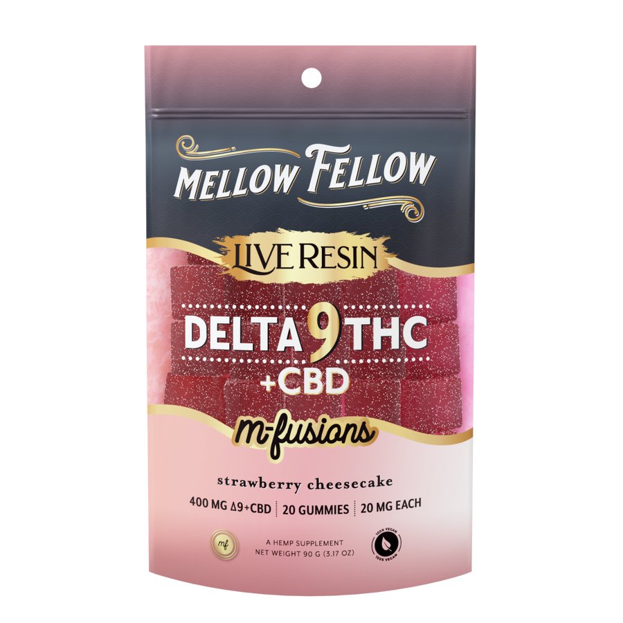 Strawberry Cheesecake - Mellow Fellow Delta - 9 Live Resin Gummy 400MG - Mellow Fellow