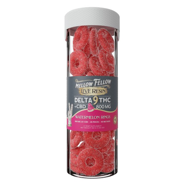 Watermelon - Mellow Fellow Delta - 9 Gummy Rings 800MG - Mellow Fellow