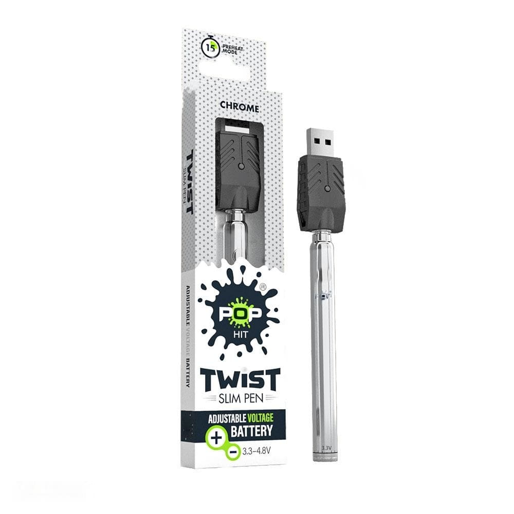 Pop Hit Twist Slim Pen Battery Chrome