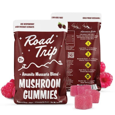 Raspberry - Road Trip Amanita Muscaria Mushroom Gummies - Road Trip