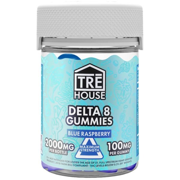 Blue Raspberry - Tre House Delta - 8 Gummies 2000MG - TRE House