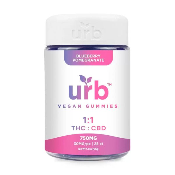 Blueberry Pomegranate - Urb 1:1 THC CBD Gummies 750MG - Urb