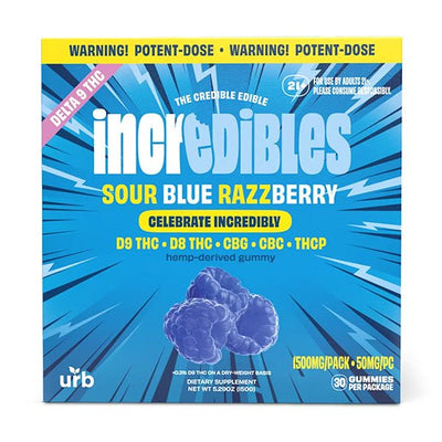 Sour Blue Razzberry - Urb X Incredibles THC Gummies 1500MG - Urb