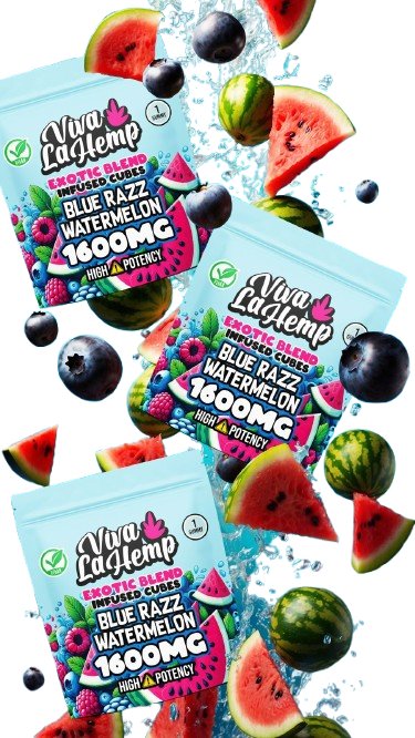 Blue Razz Watermelon - Viva La Hemp Exotic Infused Cubes Gummy 1600MG - Viva La Hemp