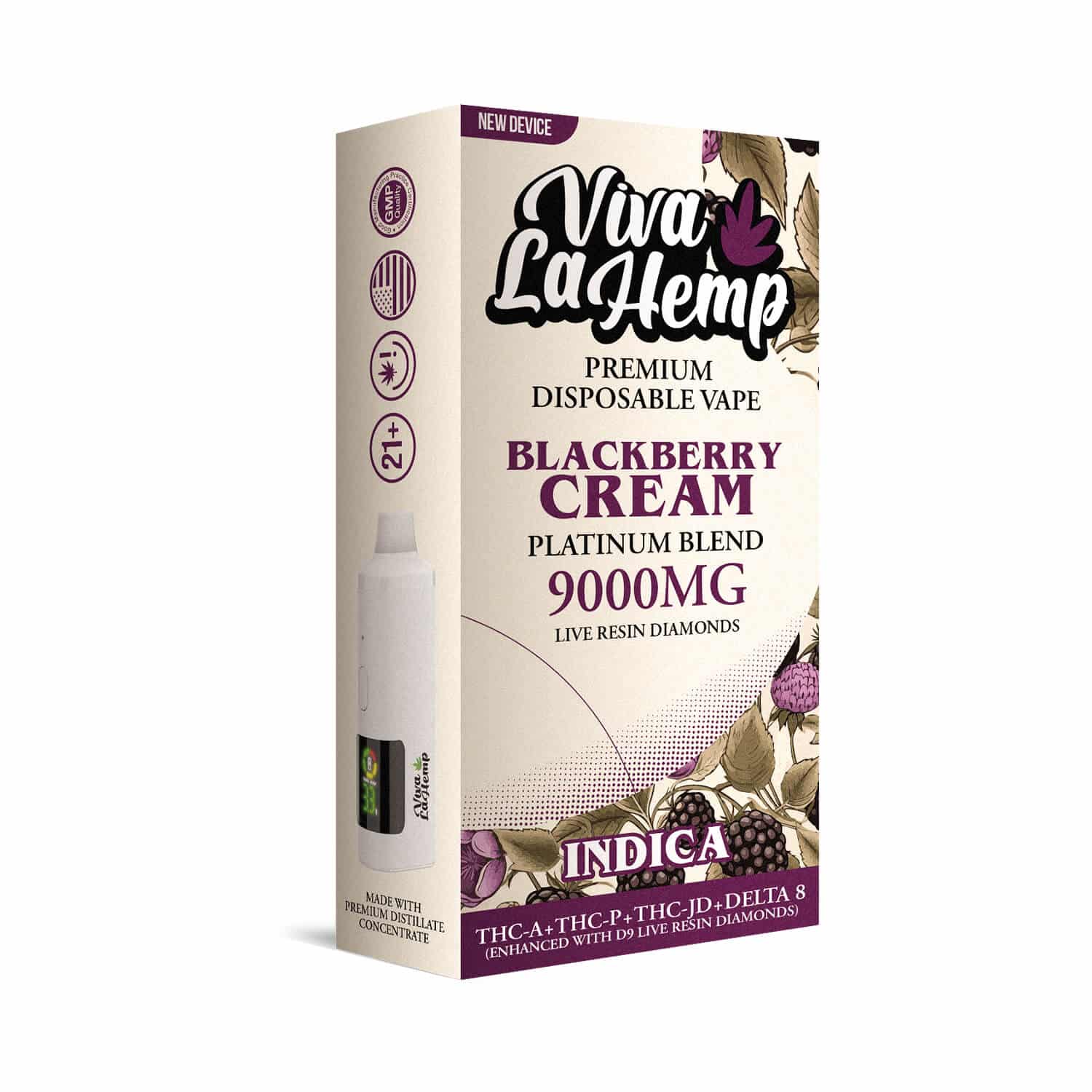 Blackberry Cream - Viva La Hemp Platinum Blend Disposable 9G