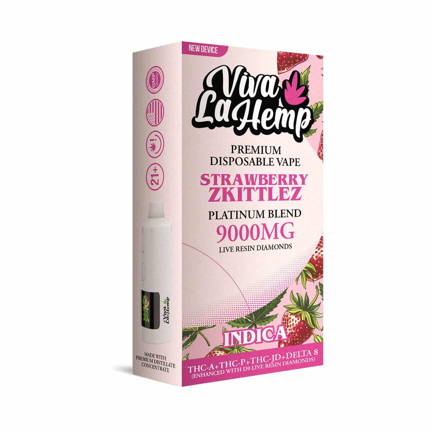 Strawberry Zkittlez - Viva La Hemp Platinum Blend Disposable 9G