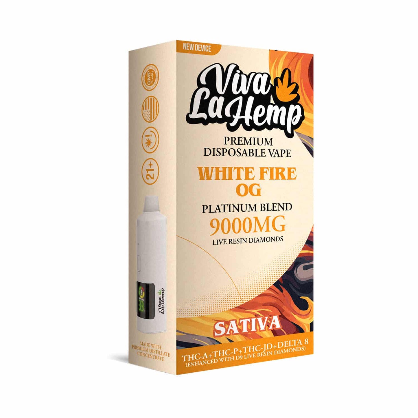 White Fire OG - Viva La Hemp Platinum Blend Disposable 9G