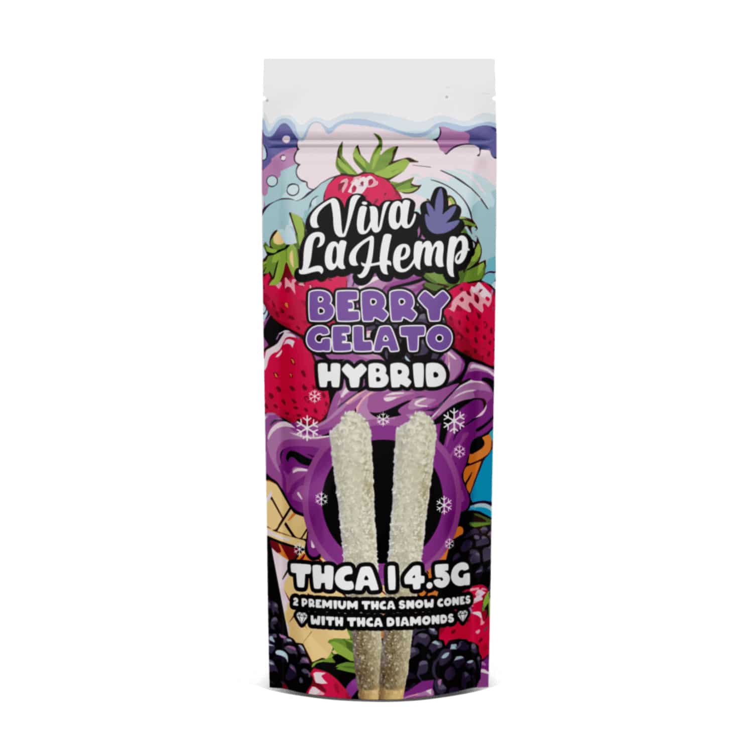 Berry Gelato - Viva La Hemp THC-A Snow Cones Pre-Rolls 4.5G