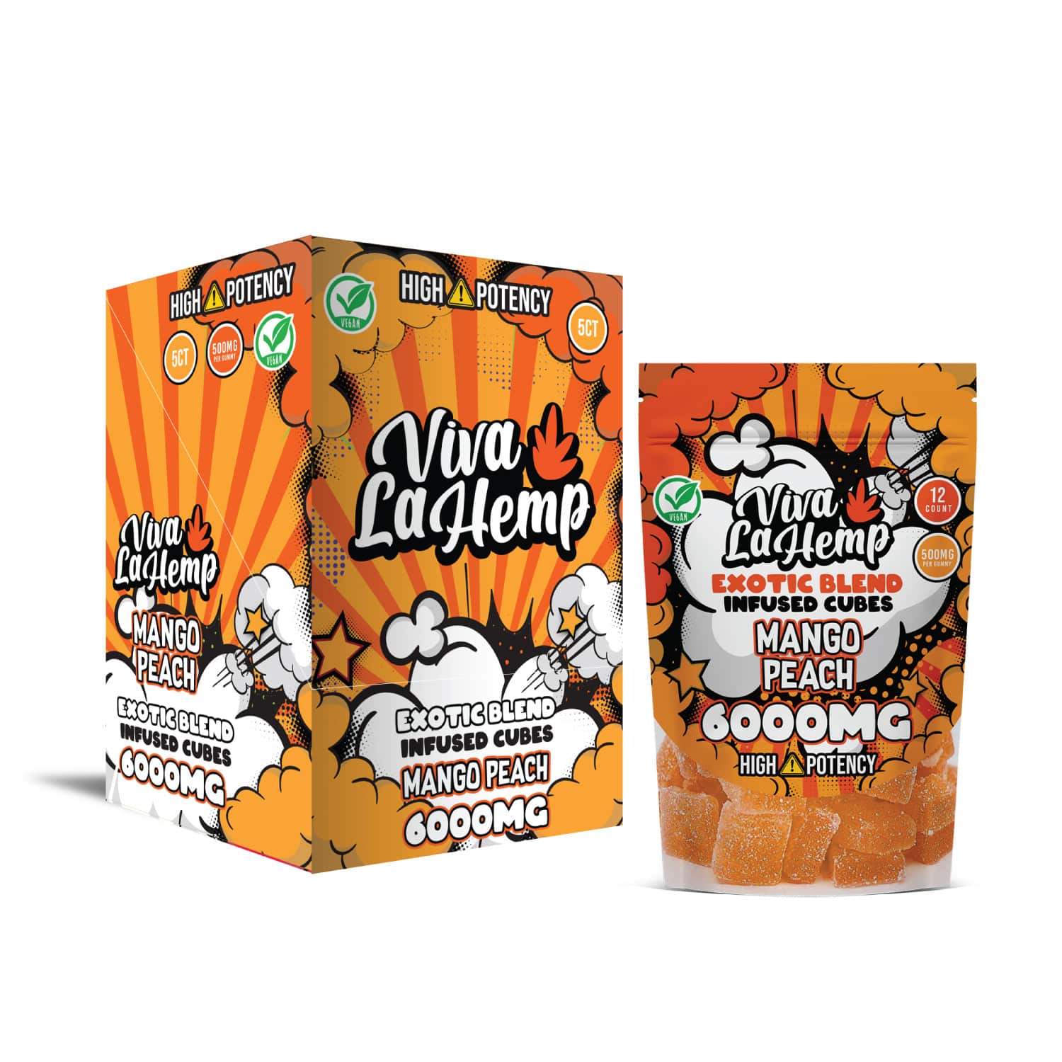 Viva La Hemp Infused Cubes Gummies - Mango Peach