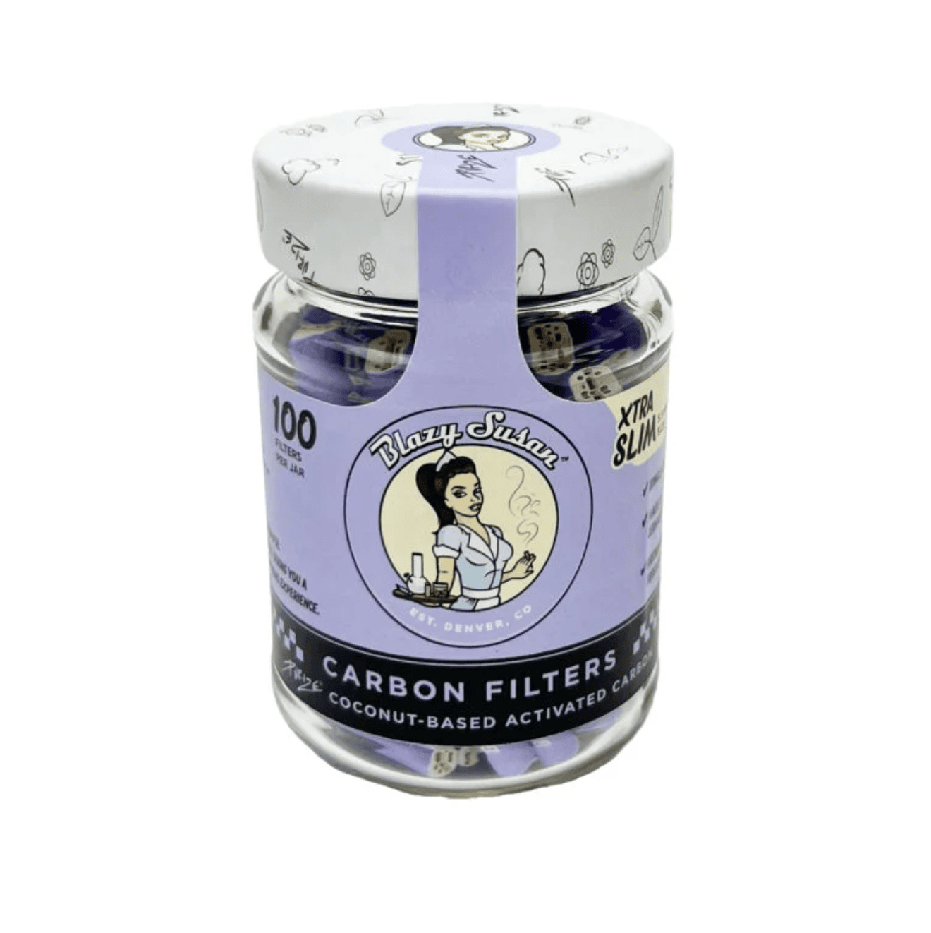 Blazy Susan Purple Activated Charcoal Filter Tips | Jar 100 ct - Blazy Susan - DC LLC
