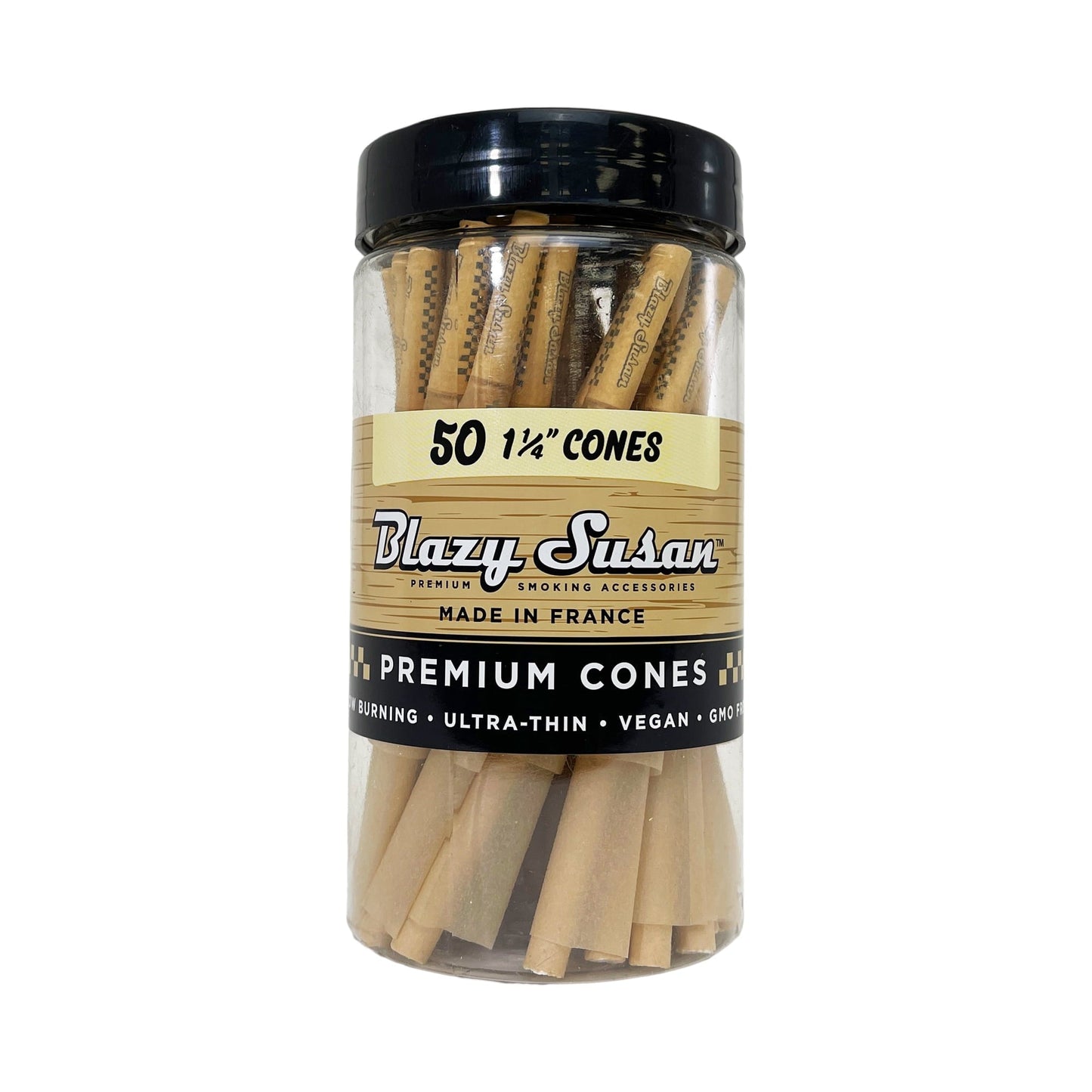 Blazy Susan Unbleached Pre Rolled 1-1/4" Cones | 50CT Jar - Blazy Susan - DC LLC
