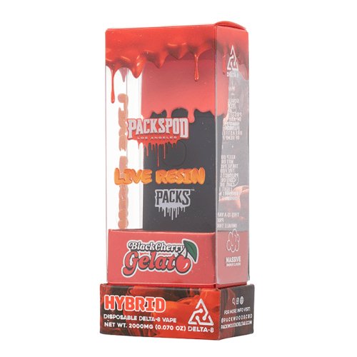 Black Cherry Gelato - Packspod Delta-8 Live Resin Disposable Vape -Packswoods