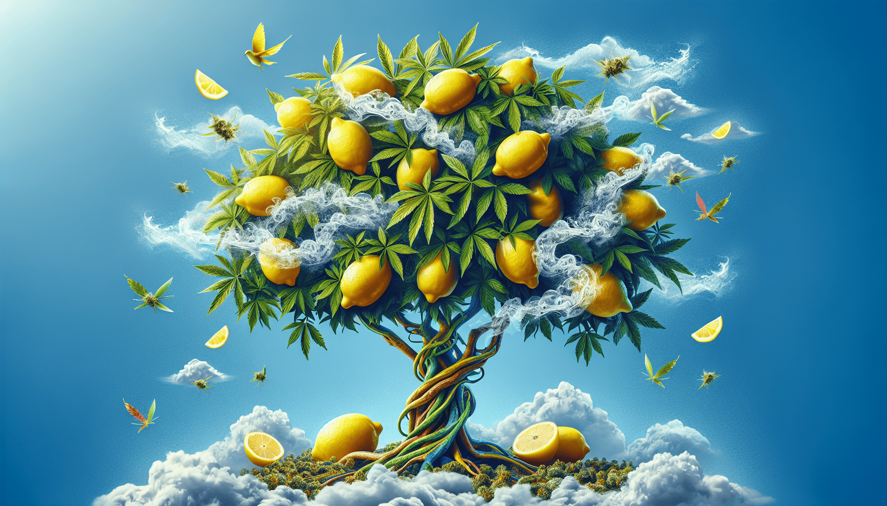 Illustration of Lemon Haze sativa strain