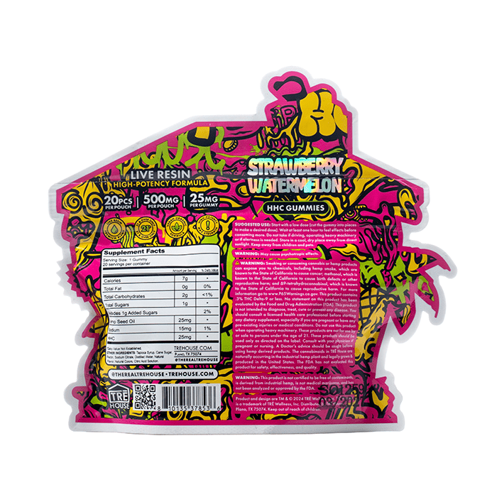 Strawberry Watermelon - Tre House HHC Live Resin Gummies 500MG - TRE House - DC LLC