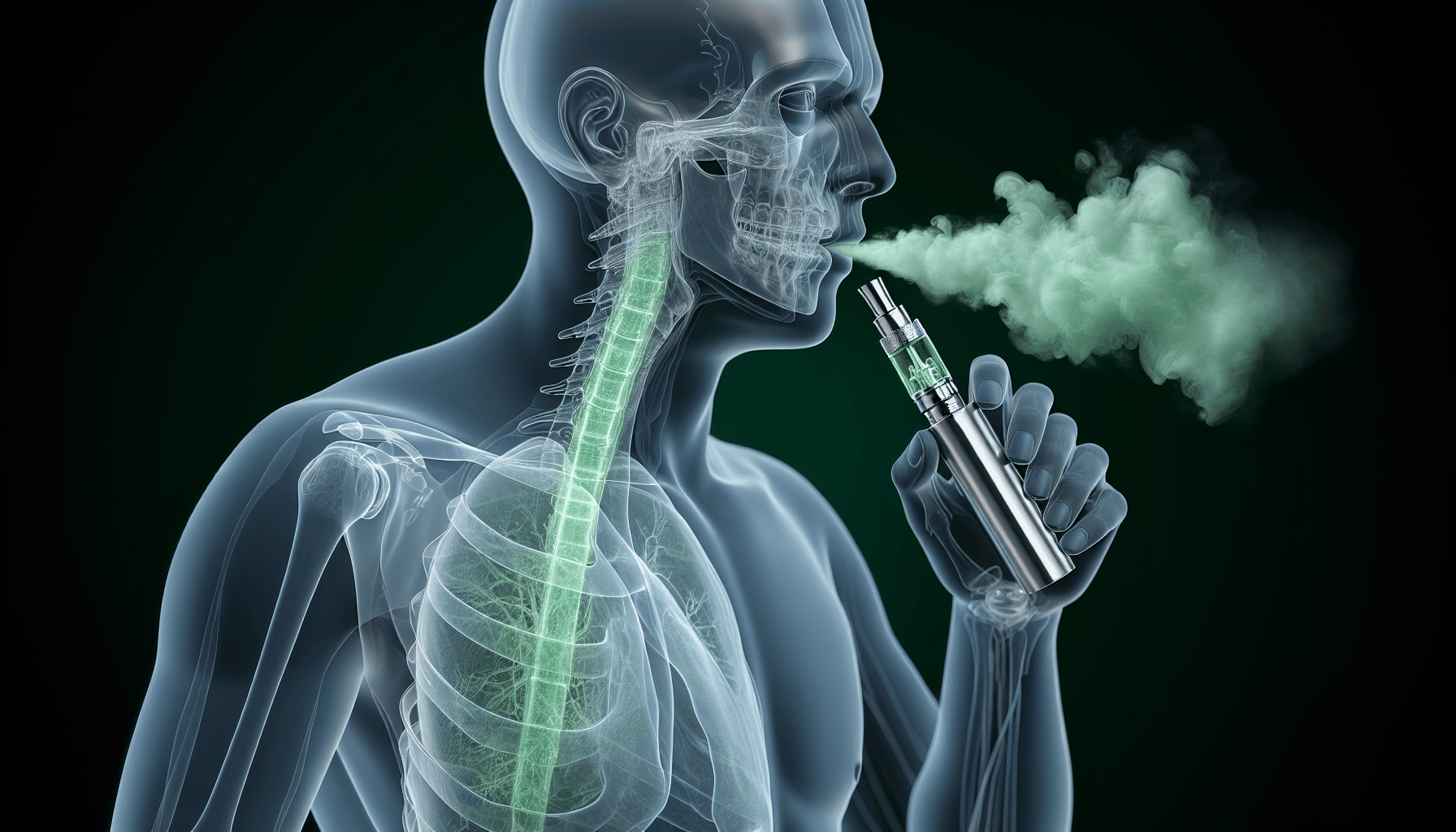 Illustration of proper inhalation techniques for sativa vape